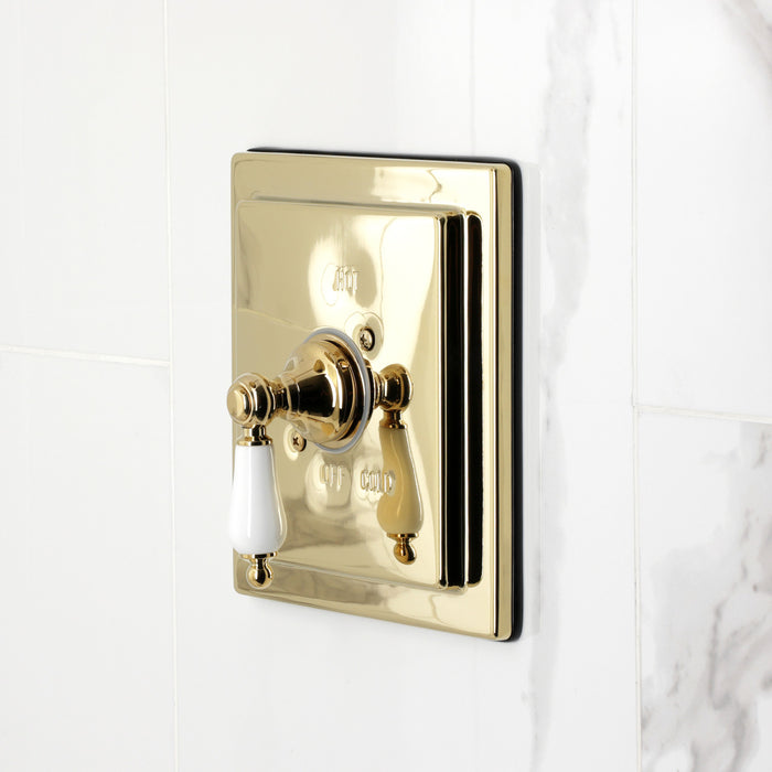 Kingston Tulare KB6142PL - Demure Single-Handle Pressure Balanced Tub and Shower Faucet, Polished Brass