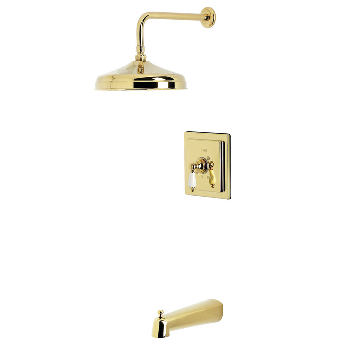 Kingston Tulare KB6142PL - Demure Single-Handle Pressure Balanced Tub and Shower Faucet, Polished Brass