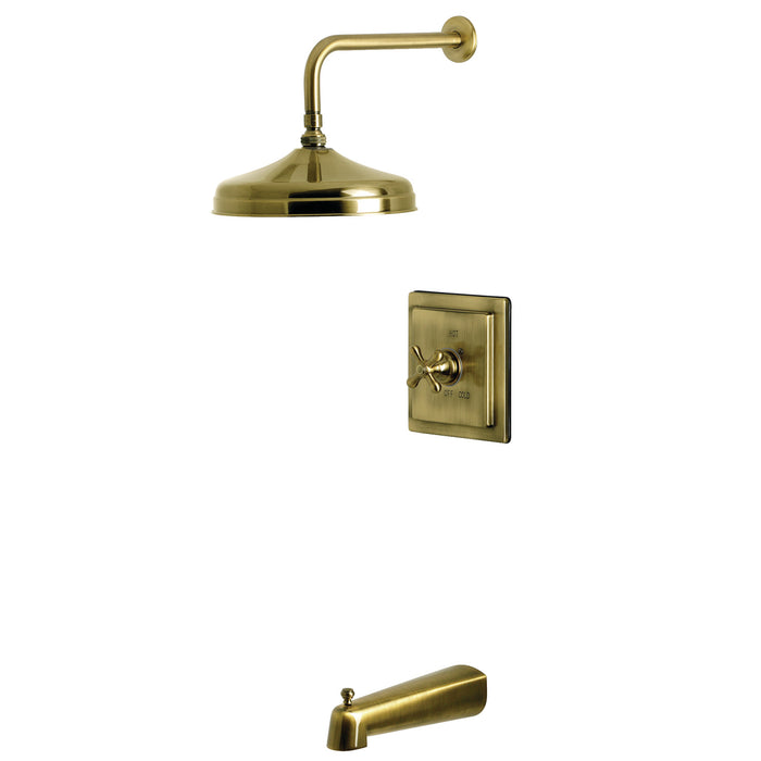 Kingston Tulare KB6143AX - Revival Single-Handle Pressure Balanced Tub and Shower Faucet, Antique Brass