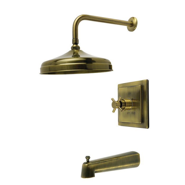 Kingston Concord KB6143DX Single-Handle Pressure Balanced Tub and Shower Faucet, Antique Brass