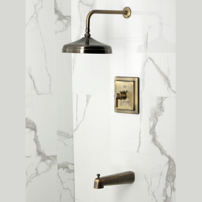 Kingston Sona KB6143NDL - NuvoFusion Single-Handle Pressure Balanced Tub and Shower Faucet, Antique Brass