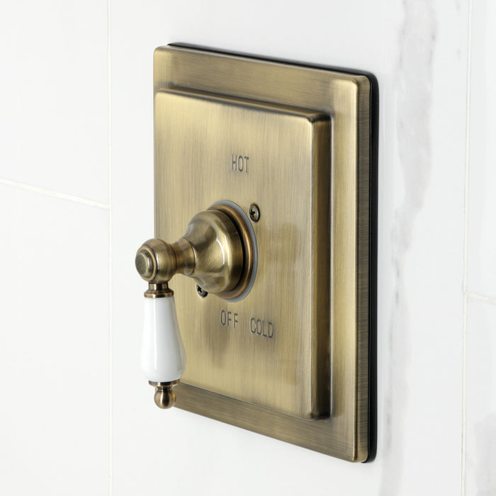 Kingston Tulare KB6143PL - Demure Single-Handle Pressure Balanced Tub and Shower Faucet, Antique Brass