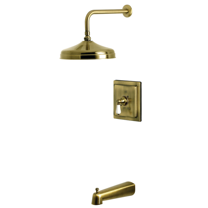 Kingston Tulare KB6143PL - Demure Single-Handle Pressure Balanced Tub and Shower Faucet, Antique Brass