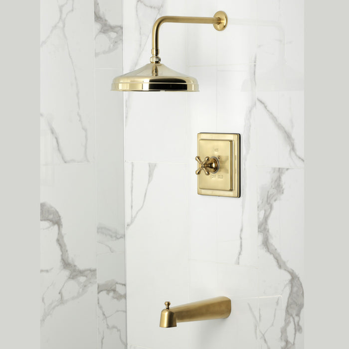 Kingston Tulare KB6147AX - Revival Single-Handle Pressure Balanced Tub and Shower Faucet, Brushed Brass