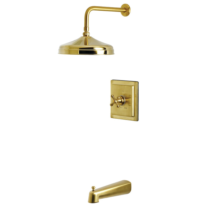Kingston Tulare KB6147AX - Revival Single-Handle Pressure Balanced Tub and Shower Faucet, Brushed Brass