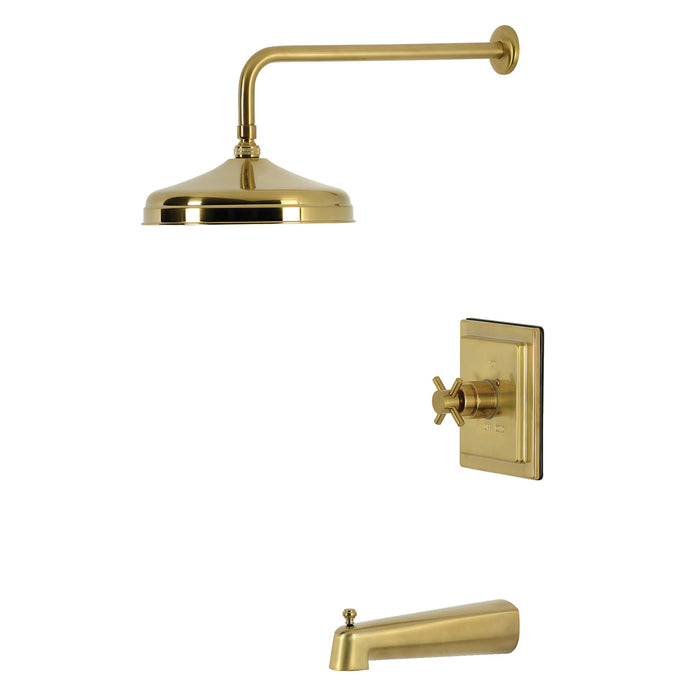 Kingston Concord KB6147DX Single-Handle Pressure Balanced Tub and Shower Faucet, Brushed Brass