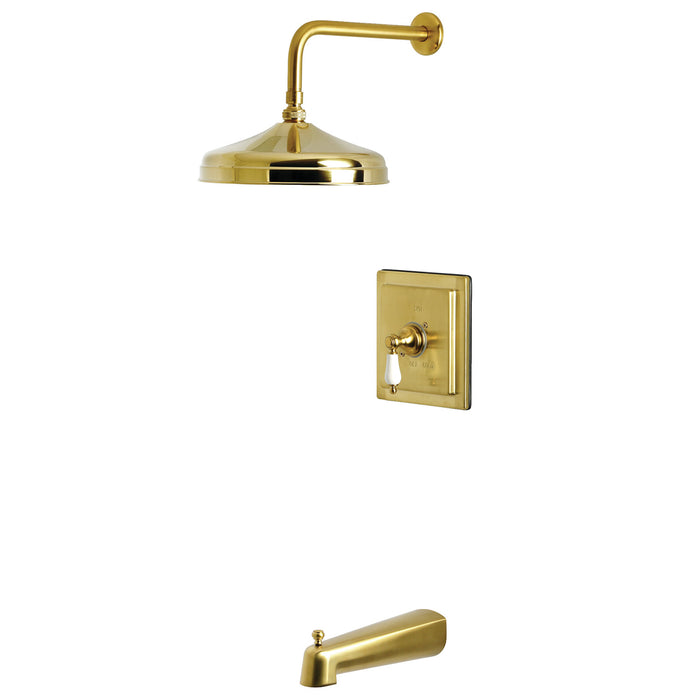 Kingston Tulare KB6147PL - Demure Single-Handle Pressure Balanced Tub and Shower Faucet, Brushed Brass