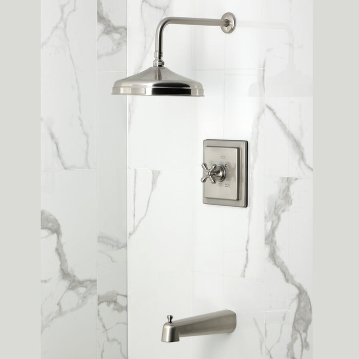 Kingston Tulare KB6148AX - Revival Single-Handle Pressure Balanced Tub and Shower Faucet, Brushed Nickel