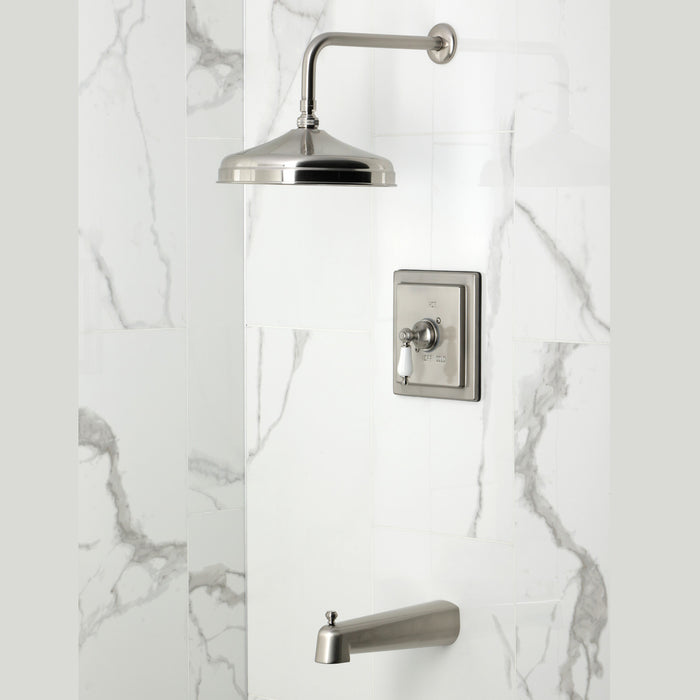 Kingston Tulare KB6148PL - Demure Single-Handle Pressure Balanced Tub and Shower Faucet, Brushed Nickel