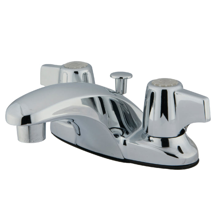 Kingston Magellan KB620 Double-Handle 3-Hole Deck Mount 4-Inch Centerset Bathroom Faucet with ABS Pop-Up Drain, Polished Chrome