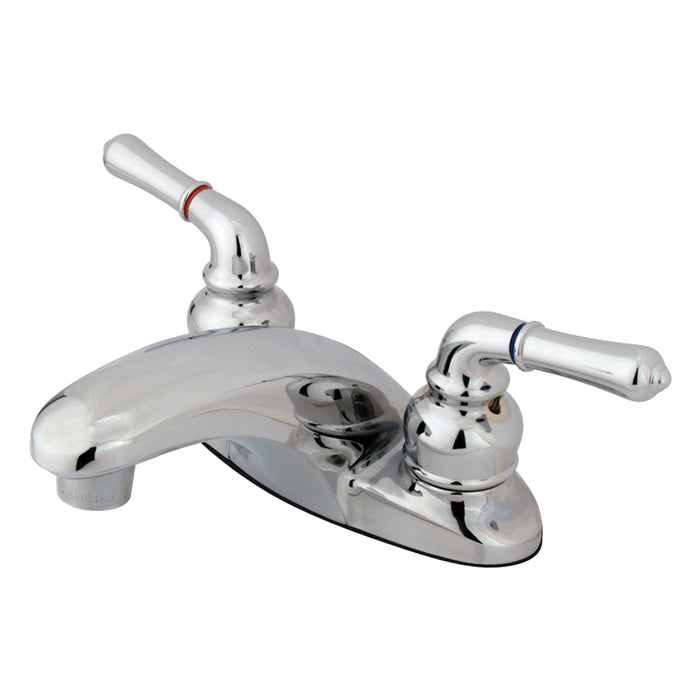 Kingston Tulare KB621LP - Magellan Double-Handle 3-Hole Deck Mount 4-Inch Centerset Bathroom Faucet, Polished Chrome