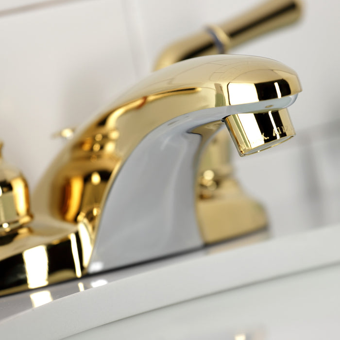 Kingston Tulare KB622B - Magellan Double-Handle 3-Hole Deck Mount 4-Inch Centerset Bathroom Faucet with Brass Pop-Up, Polished Brass