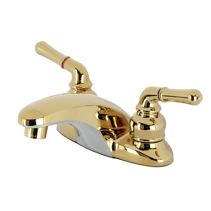 Kingston Tulare KB622LP - Magellan Double-Handle 3-Hole Deck Mount 4-Inch Centerset Bathroom Faucet, Polished Brass