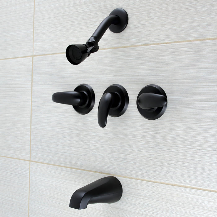 Kingston Tulare KB6230LL - Legacy Triple-Handle Tub and Shower Faucet, Matte Black