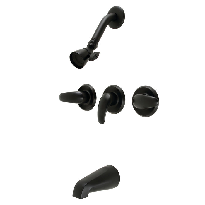 Kingston Tulare KB6230LL - Legacy Triple-Handle Tub and Shower Faucet, Matte Black