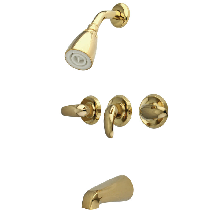 Kingston Tulare KB6232LL - Legacy Triple-Handle Tub and Shower Faucet, Polished Brass