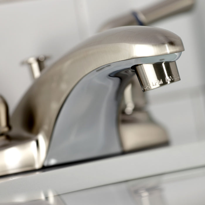 Kingston Tulare KB628 - Magellan Double-Handle 3-Hole Deck Mount 4-Inch Centerset Bathroom Faucet with Pop-Up Drain, Brushed Nickel