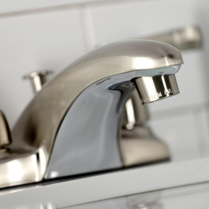 Kingston Tulare KB628FL - Magellan Double-Handle 3-Hole Deck Mount 4-Inch Centerset Bathroom Faucet with Pop-Up Drain, Brushed Nickel