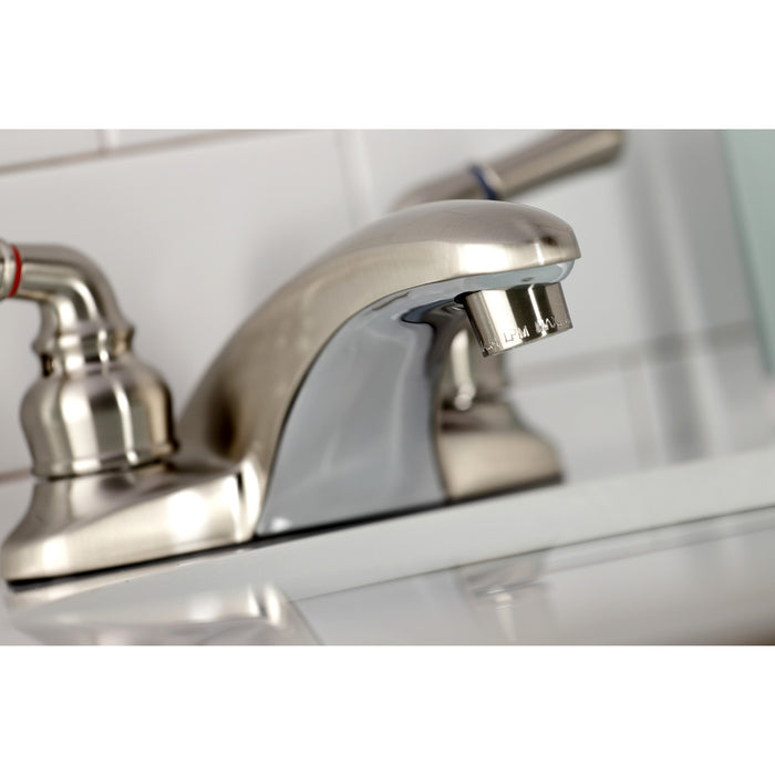 Kingston Tulare KB628LP - Magellan Double-Handle 3-Hole Deck Mount 4-Inch Centerset Bathroom Faucet, Brushed Nickel