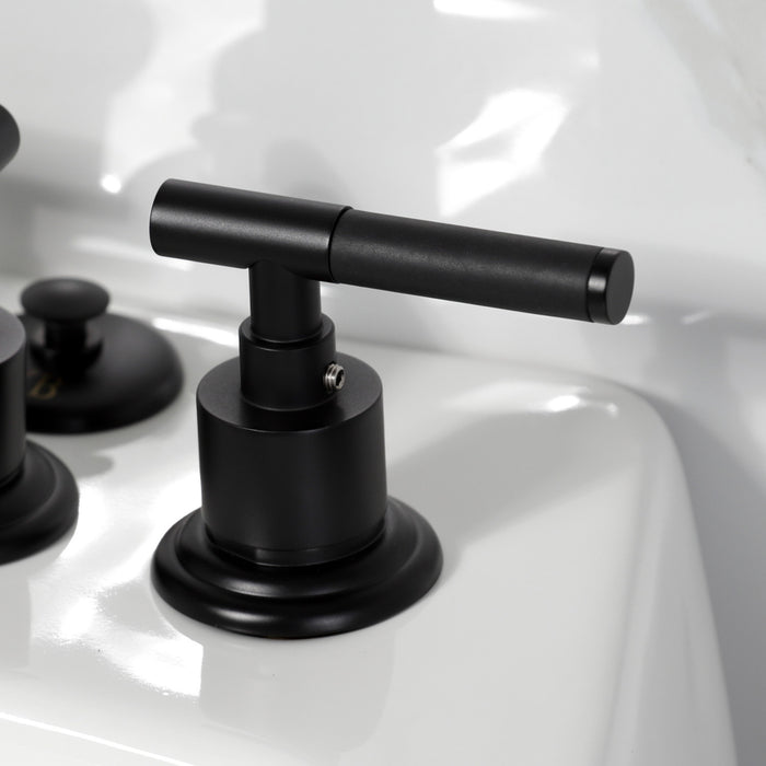 Kingston Sona KB6320CKL - Kaiser Three-Handle Deck Mount Vertical Spray Bidet Faucet with Brass Pop-Up, Matte Black