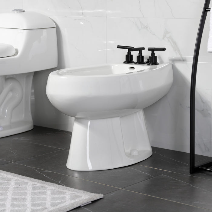 Kingston Sona KB6320CKL - Kaiser Three-Handle Deck Mount Vertical Spray Bidet Faucet with Brass Pop-Up, Matte Black