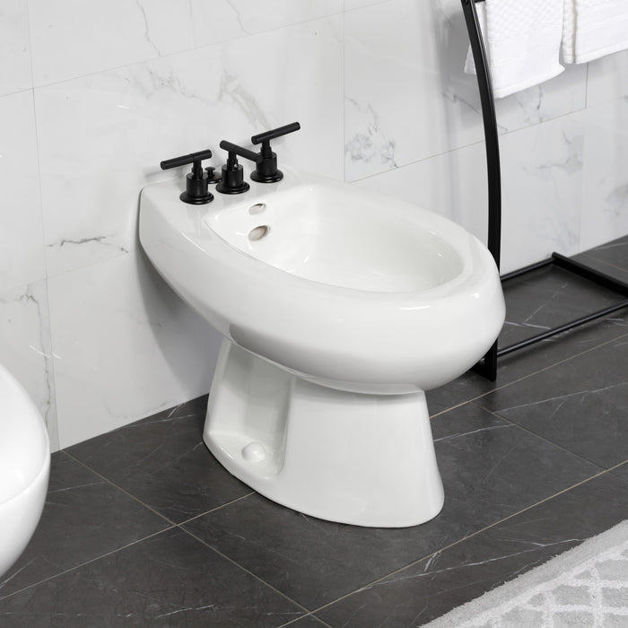 Kingston Sona KB6320CKL - Kaiser Three-Handle Deck Mount Vertical Spray Bidet Faucet with Brass Pop-Up, Matte Black