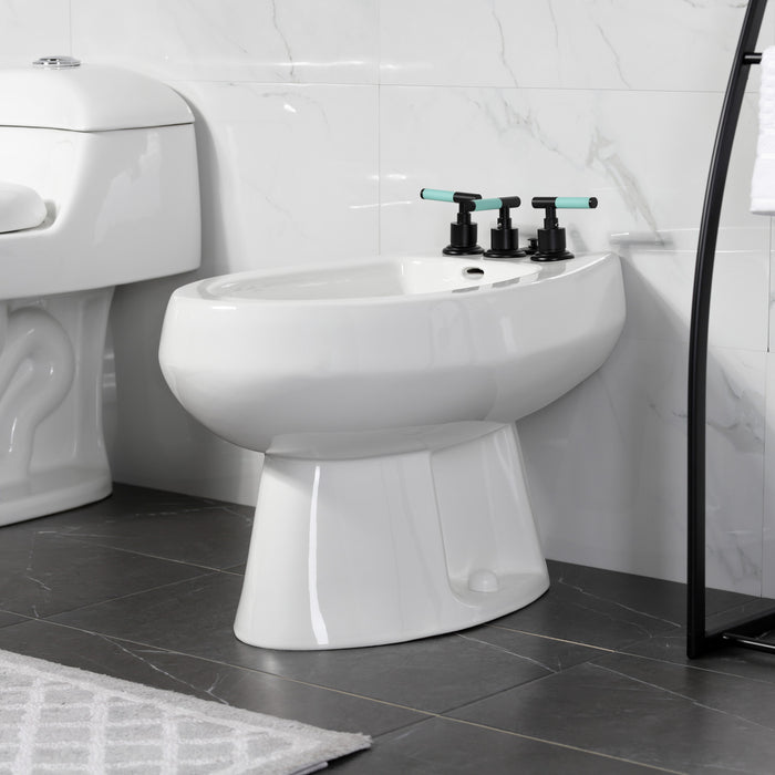 Kingston Sona KB6320CKL - Kaiser Three-Handle Deck Mount Vertical Spray Bidet Faucet with Brass Pop-Up, Matte Black