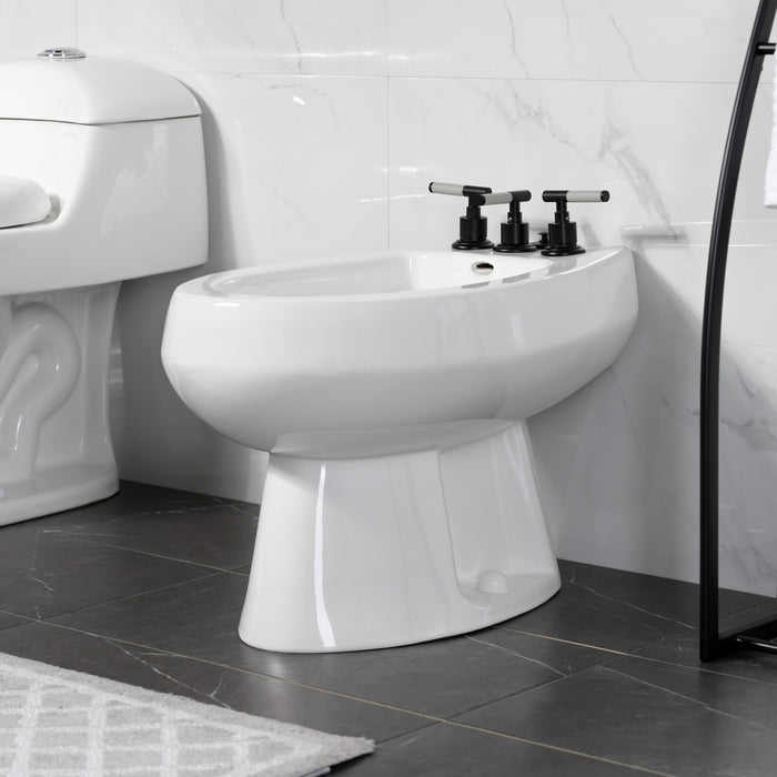 Kingston Sona KB6320CKL - Kaiser Three-Handle Deck Mount Vertical Spray Bidet Faucet with Brass Pop-Up, Matte Black