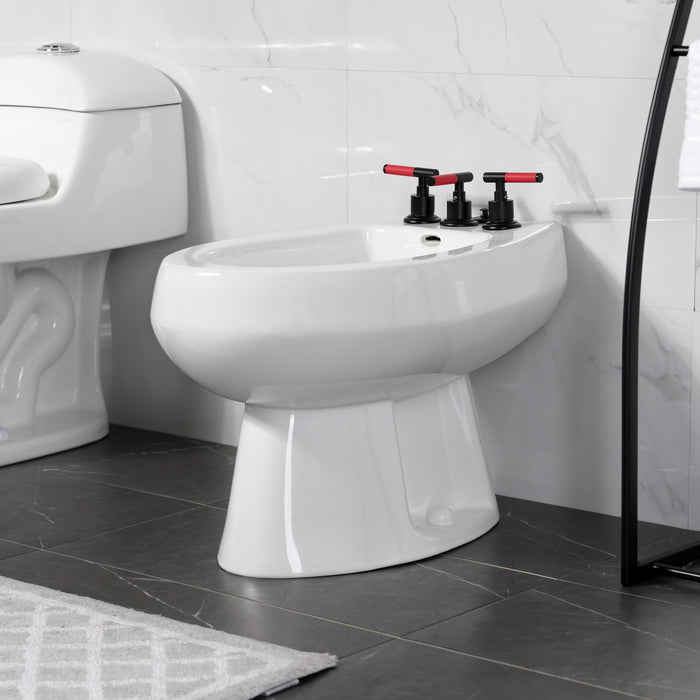 Kingston Sona KB6320CKL - Kaiser Three-Handle Deck Mount Vertical Spray Bidet Faucet with Brass Pop-Up, Matte Black