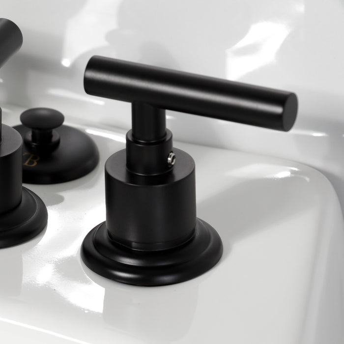 Kingston Sona KB6320CML - Manhattan Three-Handle Deck Mount Vertical Spray Bidet Faucet with Brass Pop-Up, Matte Black