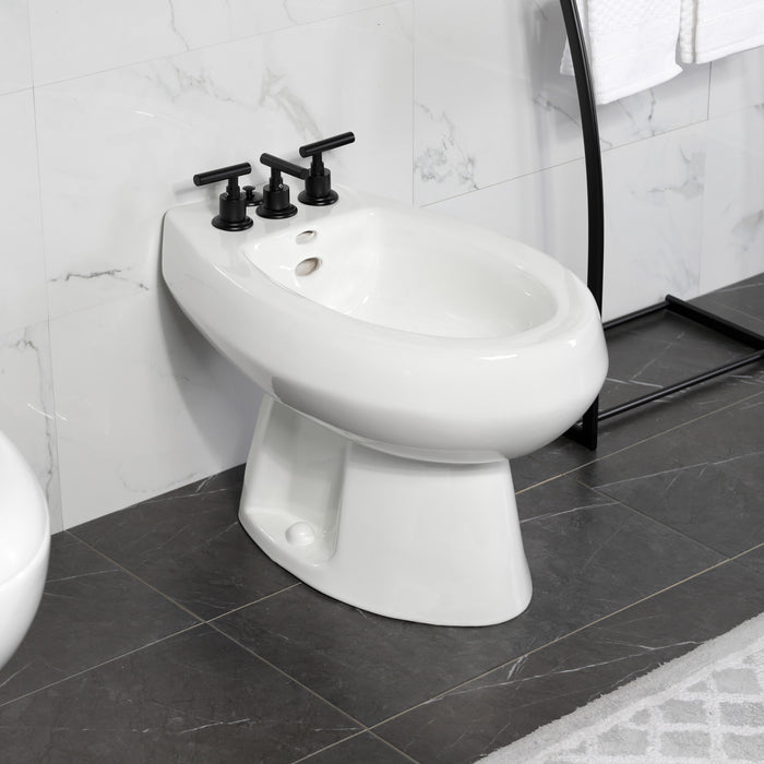 Kingston Sona KB6320CML - Manhattan Three-Handle Deck Mount Vertical Spray Bidet Faucet with Brass Pop-Up, Matte Black