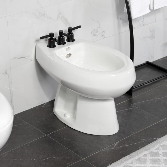 Kingston Sona KB6320DKL - Kaiser Three-Handle Deck Mount Vertical Spray Bidet Faucet with Brass Pop-Up, Matte Black