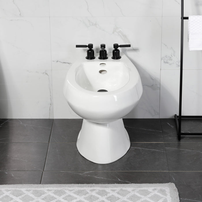 Kingston Sona KB6320DKL - Kaiser Three-Handle Deck Mount Vertical Spray Bidet Faucet with Brass Pop-Up, Matte Black