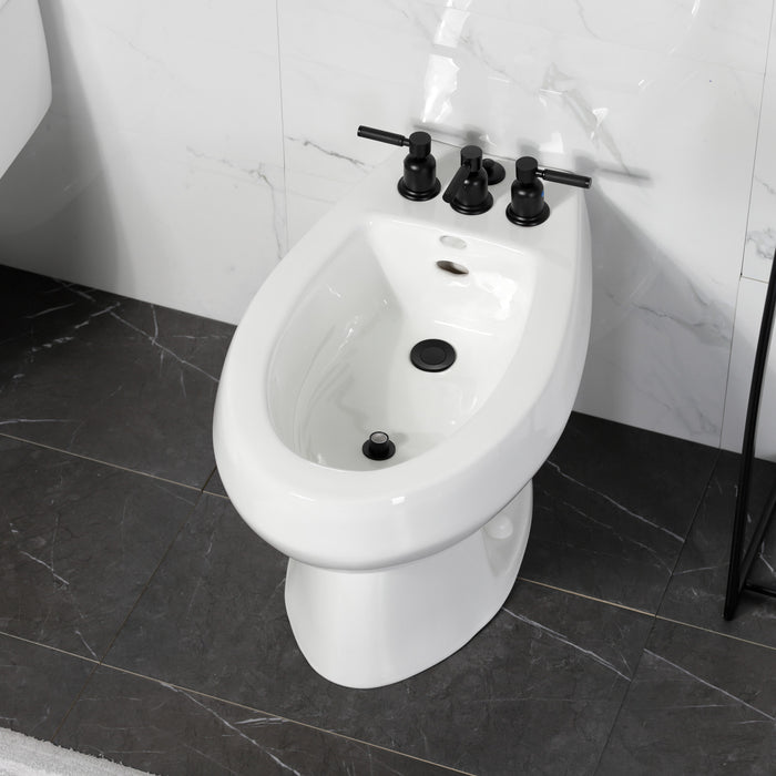 Kingston Sona KB6320DKL - Kaiser Three-Handle Deck Mount Vertical Spray Bidet Faucet with Brass Pop-Up, Matte Black