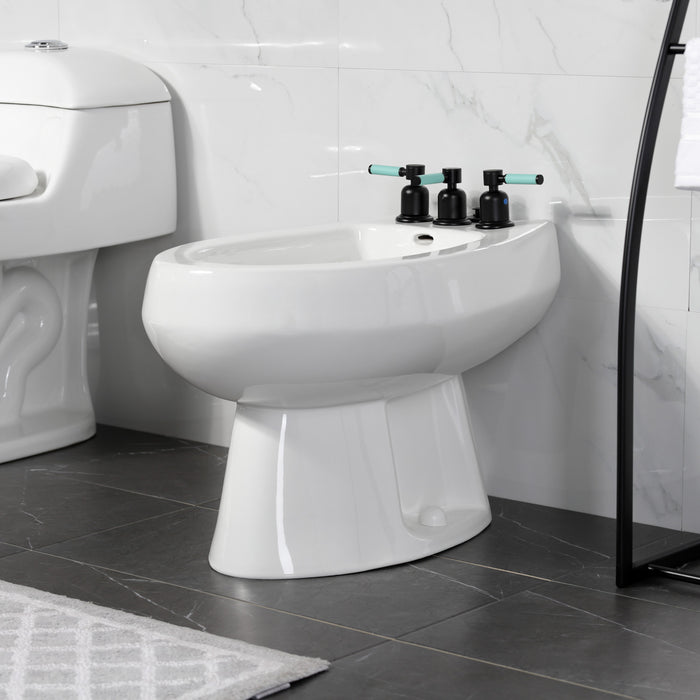 Kingston Sona KB6320DKL - Kaiser Three-Handle Deck Mount Vertical Spray Bidet Faucet with Brass Pop-Up, Matte Black