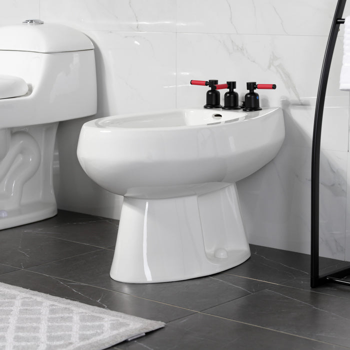 Kingston Sona KB6320DKL - Kaiser Three-Handle Deck Mount Vertical Spray Bidet Faucet with Brass Pop-Up, Matte Black