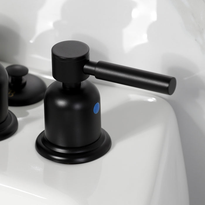 Kingston Sona KB6320DL - Concord Three-Handle Deck Mount Vertical Spray Bidet Faucet with Brass Pop-Up, Matte Black