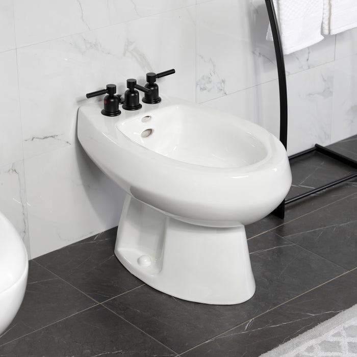 Kingston Sona KB6320DL - Concord Three-Handle Deck Mount Vertical Spray Bidet Faucet with Brass Pop-Up, Matte Black