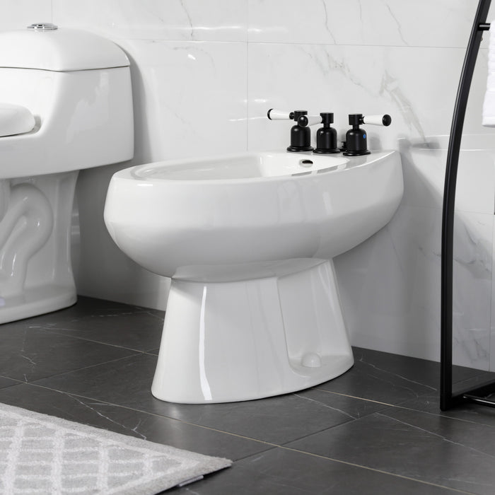 Kingston Tulare KB6320DPL - Paris Three-Handle Deck Mount Vertical Spray Bidet Faucet with Brass Pop-Up, Matte Black