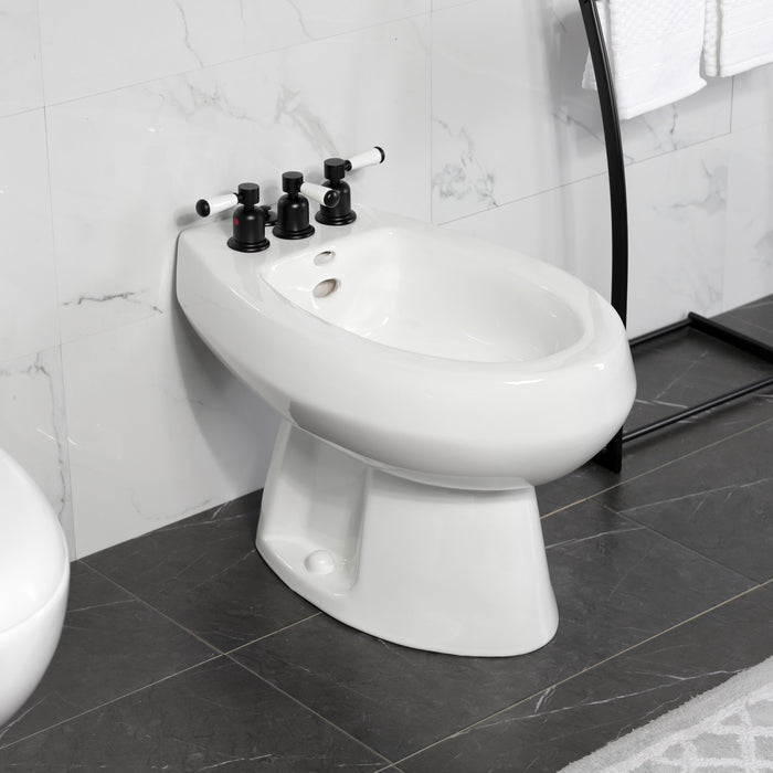 Kingston Tulare KB6320DPL - Paris Three-Handle Deck Mount Vertical Spray Bidet Faucet with Brass Pop-Up, Matte Black