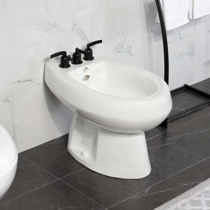 Kingston Tulare KB6320EFL - Centurion Three-Handle Deck Mount Vertical Spray Bidet Faucet with Brass Pop-Up, Matte Black