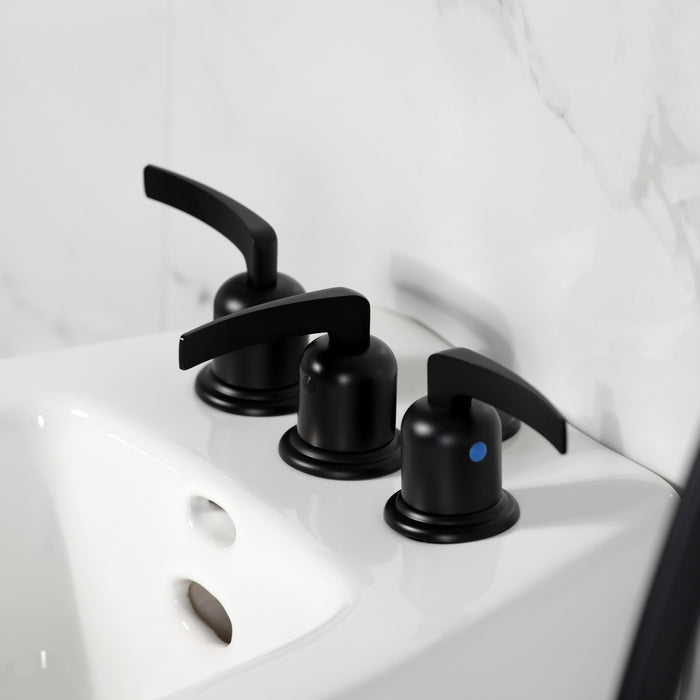 Kingston Tulare KB6320EFL - Centurion Three-Handle Deck Mount Vertical Spray Bidet Faucet with Brass Pop-Up, Matte Black