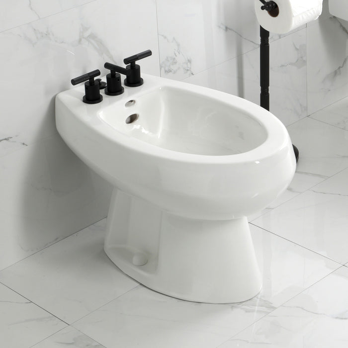 Convergent KB6320KNL Three-Handle Deck Mount Bidet Faucet with Knurled Handle and Brass Pop-Up, Matte Black