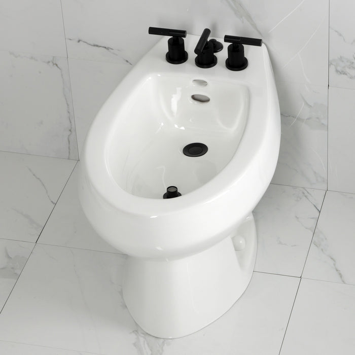 Convergent KB6320KNL Three-Handle Deck Mount Bidet Faucet with Knurled Handle and Brass Pop-Up, Matte Black