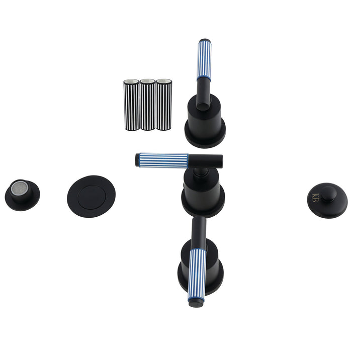 Verona KB6320KPS Three-Handle Bidet Faucet with Knurled Handle and Brass Pop-Up, Matte Black