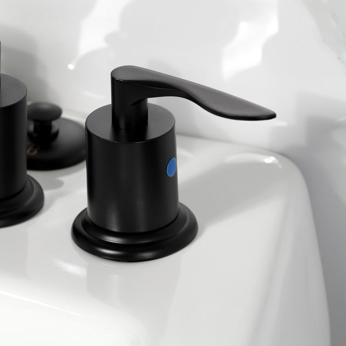 Kingston Tulare KB6320SVL - Serena Three-Handle Deck Mount Vertical Spray Bidet Faucet with Brass Pop-Up, Matte Black