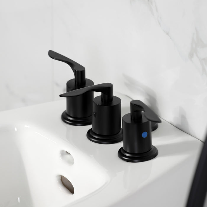 Kingston Tulare KB6320SVL - Serena Three-Handle Deck Mount Vertical Spray Bidet Faucet with Brass Pop-Up, Matte Black