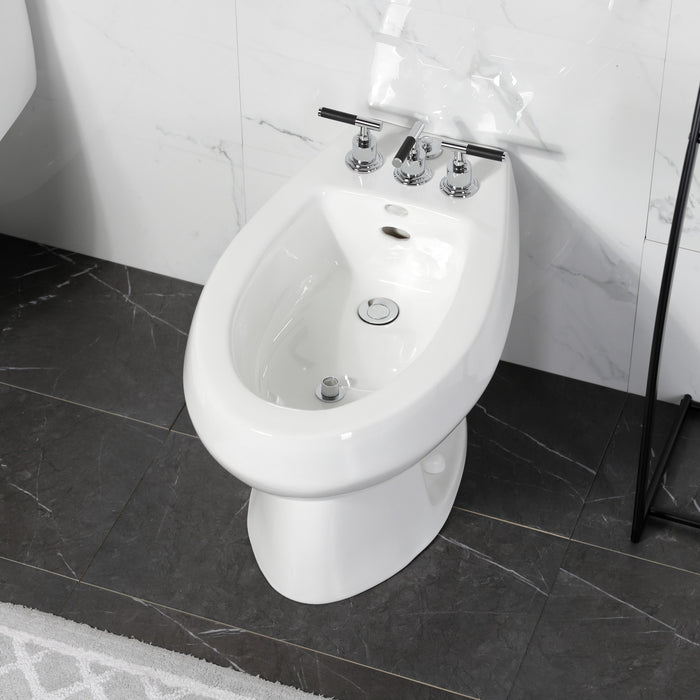 Kingston Sona KB6321CKL - Kaiser Three-Handle Deck Mount Vertical Spray Bidet Faucet with Brass Pop-Up, Polished Chrome