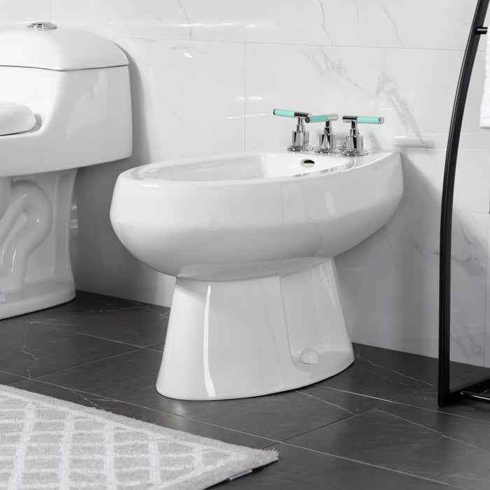 Kingston Sona KB6321CKL - Kaiser Three-Handle Deck Mount Vertical Spray Bidet Faucet with Brass Pop-Up, Polished Chrome