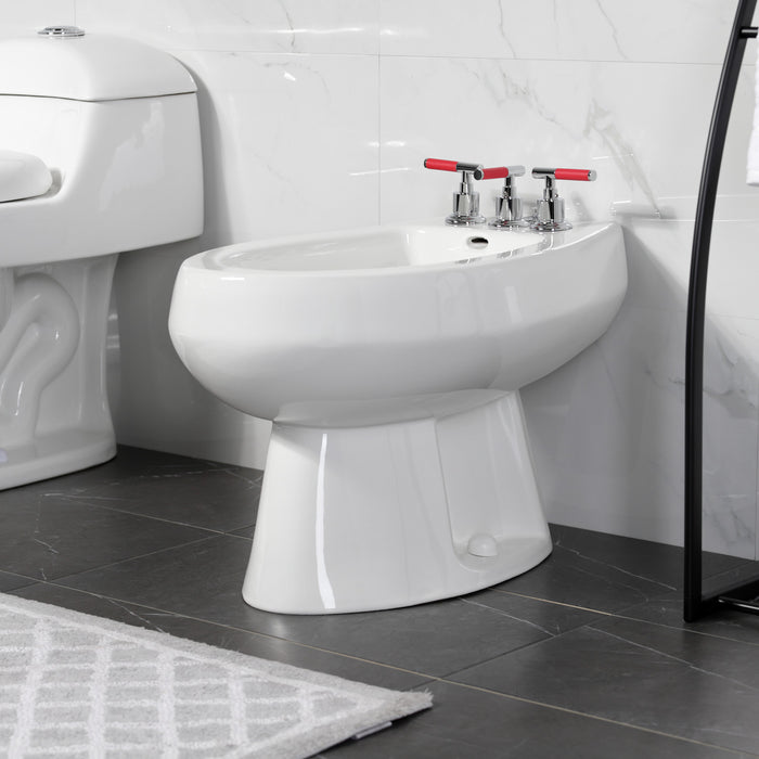 Kingston Sona KB6321CKL - Kaiser Three-Handle Deck Mount Vertical Spray Bidet Faucet with Brass Pop-Up, Polished Chrome